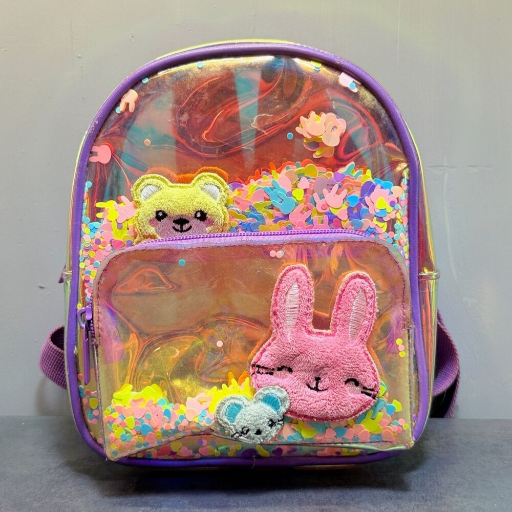 Claire’s Club Confetti Animal Pals Holographic Shaker Mini Backpack